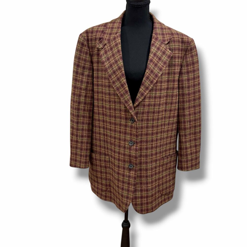 LL Bean Women's Plaid Insulated Wool Blazer Jacket Thinsulate Size 20 2X USA VTG